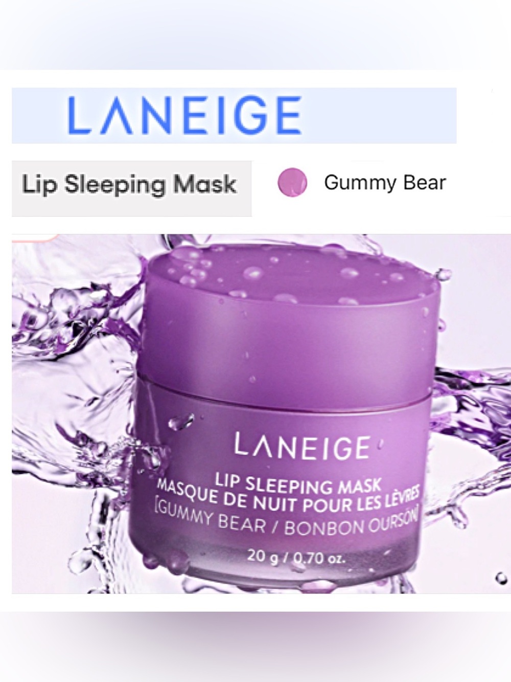 LANEIGE Gummy Bear LIP SLEEPING MASK New Large Size Lip Mask Lip Balm